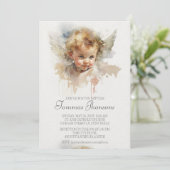 Invitation Aquarelle mignonne Angel Baby Baptême (Debout devant)