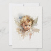 Invitation Aquarelle mignonne Angel Baby Baptême (Dos)