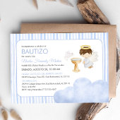 Invitation Aquarelle mignonne Angel Garçon Baptême catholique