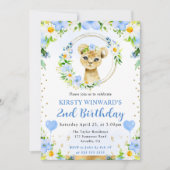 Invitation Aquarelle mignonne Anniversaire de enfant de Lion  (Devant)