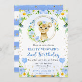 Invitation Aquarelle mignonne Anniversaire de enfant de Lion  (Devant / Derrière)