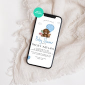 Invitation Aquarelle mignonne Baby shower bébé ours