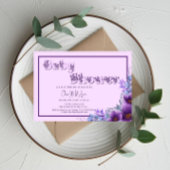 Invitation Aquarelle mignonne Baby shower de fleurs pourpres