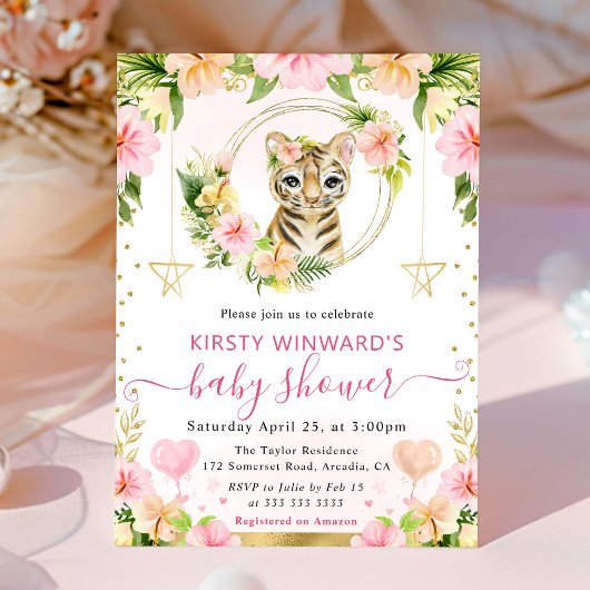 Invitation Aquarelle mignonne Baby shower de tigre de la Jung