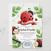 Invitation Aquarelle mignonne Baby shower d'insecte du scarab (Devant)