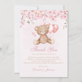 Invitation Aquarelle mignonne Baby shower Ours Teddy Merci (Devant)