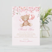 Invitation Aquarelle mignonne Baby shower Ours Teddy Merci (Debout devant)