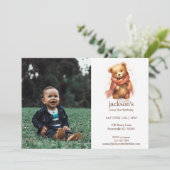 Invitation Aquarelle mignonne Bear 1er anniversaire (Debout devant)