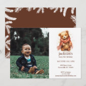 Invitation Aquarelle mignonne Bear 1er anniversaire (Devant / Derrière)
