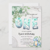 Invitation Aquarelle mignonne Bébé Dinosaure 1er anniversaire (Devant)