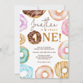 Invitation aquarelle mignonne beignets sucré Un 1er anniversa (Devant)