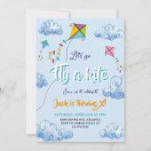 Invitation Aquarelle mignonne Cerfs-volants Anniversaire (Devant)