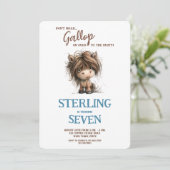 Invitation Aquarelle mignonne Cheval Pony Bleu Brown Garçon A (Debout devant)