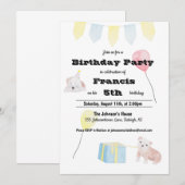 Invitation Aquarelle mignonne Chiot Thème Enfants Anniversair (Devant / Derrière)