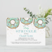 Invitation Aquarelle mignonne Donut Bleu Bébé Garçon Sprinké (Debout devant)