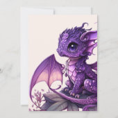 Invitation Aquarelle mignonne Dragon pourpre 1er anniversaire (Dos)