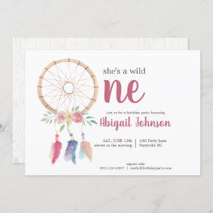 Invitation Aquarelle mignonne Dreamcatcher Premier anniversai