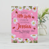 Invitation Aquarelle mignonne fille anniversaire Ladybug (Debout devant)