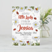 Invitation Aquarelle mignonne fille anniversaire Ladybug (Debout devant)