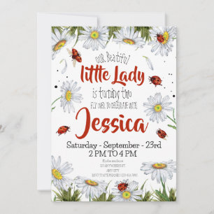 Invitation Aquarelle mignonne fille anniversaire Ladybug