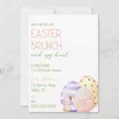 Invitation Aquarelle mignonne Floral Brunch de Pâques et chas (Devant)