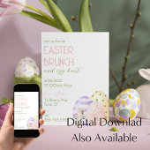 Invitation Aquarelle mignonne Floral Brunch de Pâques et chas