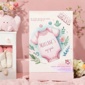 Invitation Aquarelle mignonne Floral rose bébé fille musulman