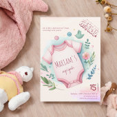 Invitation Aquarelle mignonne Floral rose bébé fille musulman