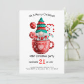 Invitation Aquarelle mignonne Gnomes Petite fête de Noël Inv (Debout devant)