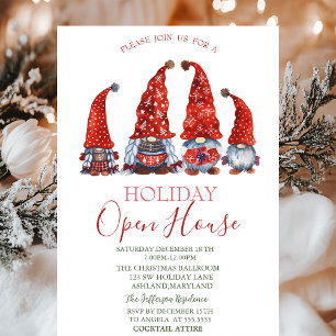 Invitation Aquarelle mignonne Gnomes Snowflakes Open House