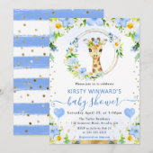Invitation Aquarelle mignonne Jungle Baby shower Giraffe (Devant / Derrière)