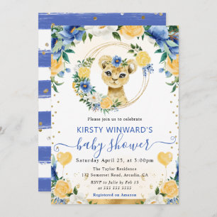 Invitation Aquarelle mignonne Jungle Baby shower Lion