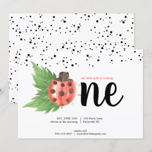 Invitation Aquarelle mignonne Ladybug premier anniversaire
