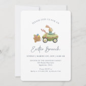 Invitation Aquarelle Mignonne Lapin, Brunch de Pâques Blanc (Devant)