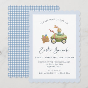 Invitation Aquarelle Mignonne Lapin, Brunch de Pâques Bleu