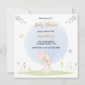 Invitation Aquarelle mignonne lapin Genre Baby shower neutre (Devant)