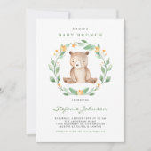 Invitation Aquarelle mignonne Ours Bébé Bois Bébé Brunch (Devant)