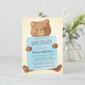 Invitation Aquarelle mignonne Ours en peluche | Baby shower g (Debout devant)