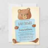 Invitation Aquarelle mignonne Ours en peluche | Baby shower g (Devant)