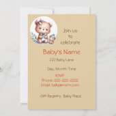 Invitation Aquarelle mignonne Ours en peluche Bébé Animal (Dos)