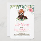 Invitation aquarelle mignonne ours rose Baby shower fille (Devant)