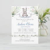 Invitation Aquarelle mignonne Ours Teddy Bébé Garçon Christen (Debout devant)