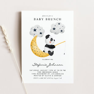 Invitation Aquarelle mignonne Panda Twinkle Twinkle Baby Brun