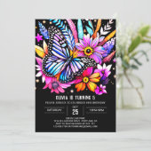 Invitation Aquarelle mignonne Papillon chic Anniversaire (Debout devant)