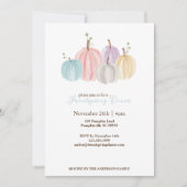 Invitation Aquarelle mignonne Pastel Citrouilles Thanksgiving (Devant)