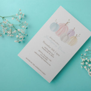 Invitation Aquarelle mignonne Pastel Citrouilles Thanksgiving