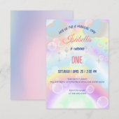 Invitation Aquarelle mignonne pastel Unicorns Arc-en-ciel Ann (Devant / Derrière)