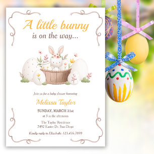 Invitation Aquarelle mignonne petit lapin Baby shower de Pâqu