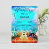 Invitation Aquarelle mignonne pour enfants sous la mer Annive (Debout devant)