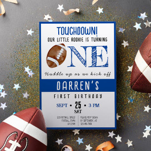 Invitation Aquarelle mignonne Rookie Football garçon 1er anni